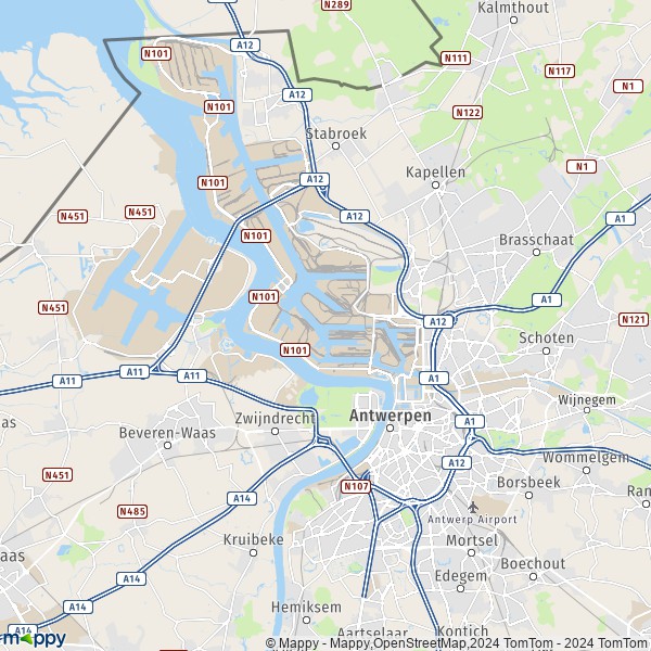 De kaart voor de stad 2000-2660 Antwerpen