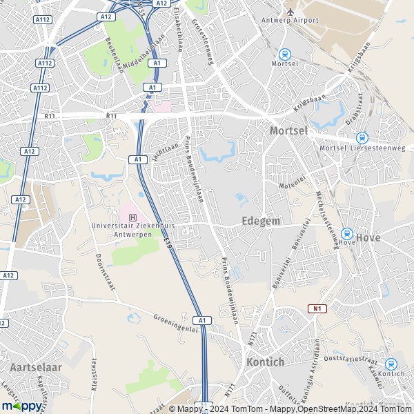 De kaart voor de stad 2650 Edegem