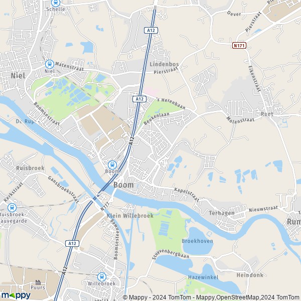 De kaart voor de stad 2850 Boom