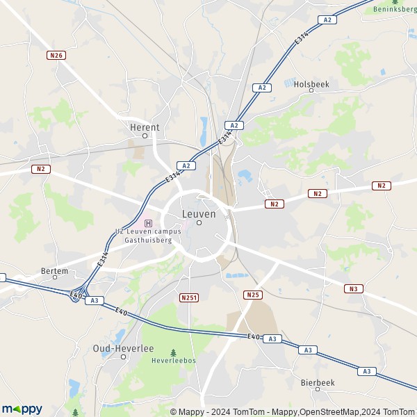 De kaart voor de stad 3000-3018 Leuven