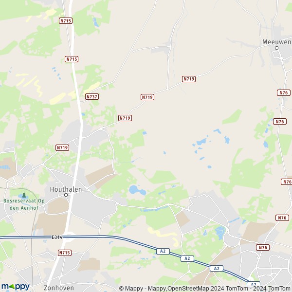 De kaart voor de stad 3530 Houthalen-Helchteren