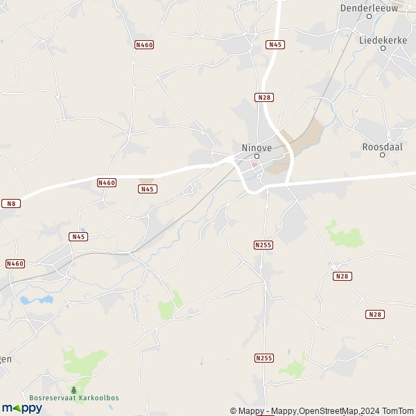 De kaart voor de stad 9400-9406 Ninove